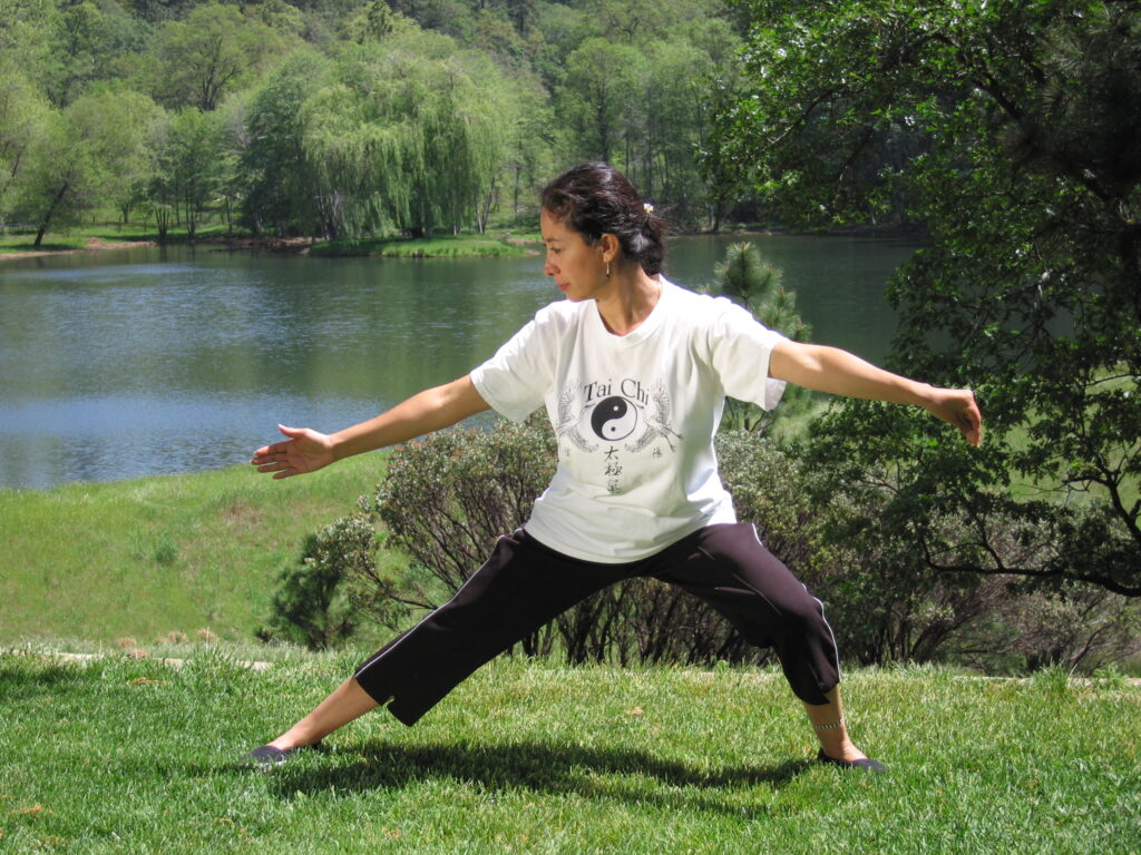 practicing tai chi in the park